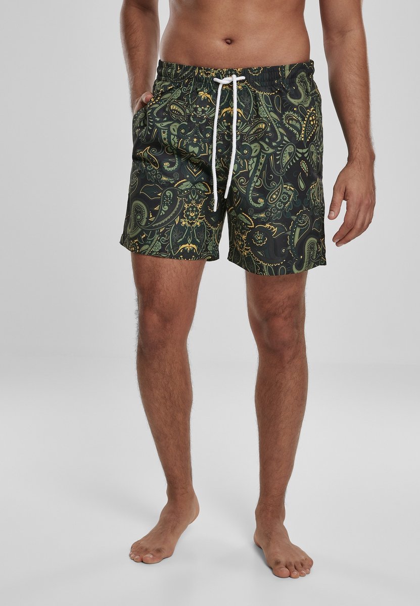 Urban Classics Paisley Zwemshorts L Zwart