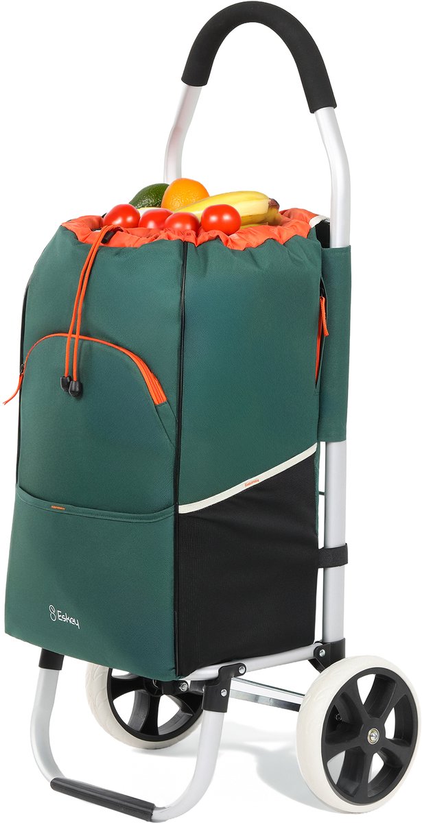 Eskey Boodschappentrolley met koelvak - Waterdicht - Opvouwbare Boodschappenwagen - Grote Wielen