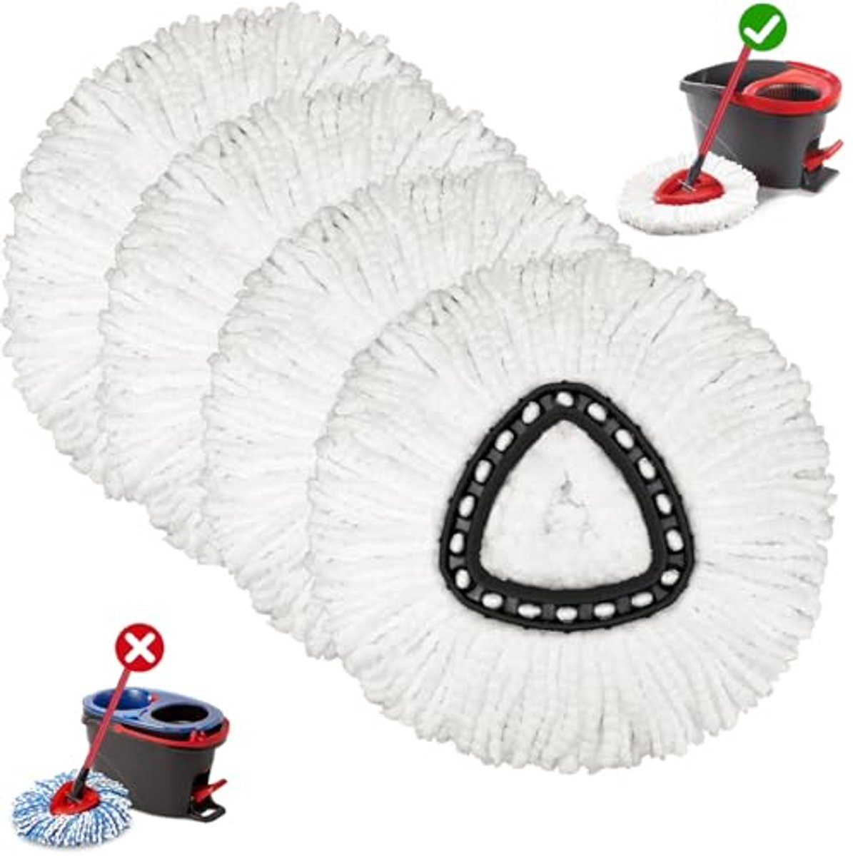 Vervangende Spin Mop Dweilkappen - 4 Stuks Microvezel Mop Hoofd voor Grondreiniging