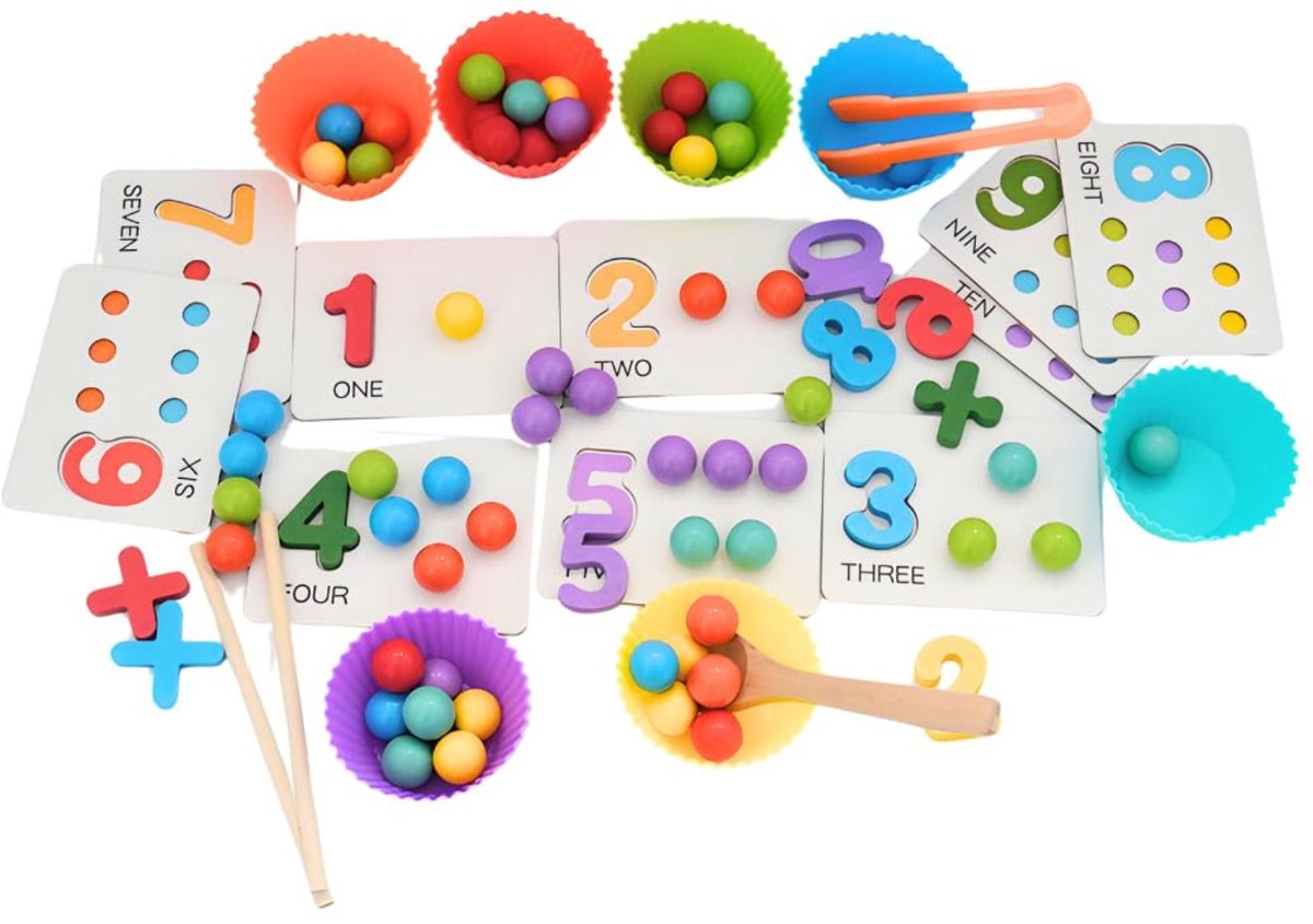 Jojoy - Montessori Rekenleerset - Educatief Speelgoed - Leren Tellen - Houten Telraam - Rekenspel Kinderen - MONTEMATH