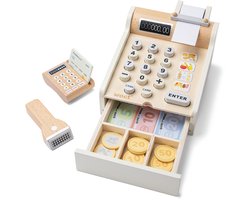 Woet® Houten Speelgoedkassa - Kassa Inclusief Scanner, Pinapparaat en Geld - Rollenspel Winkel - Educatief Speelgoed - Vanaf 3 Jaar