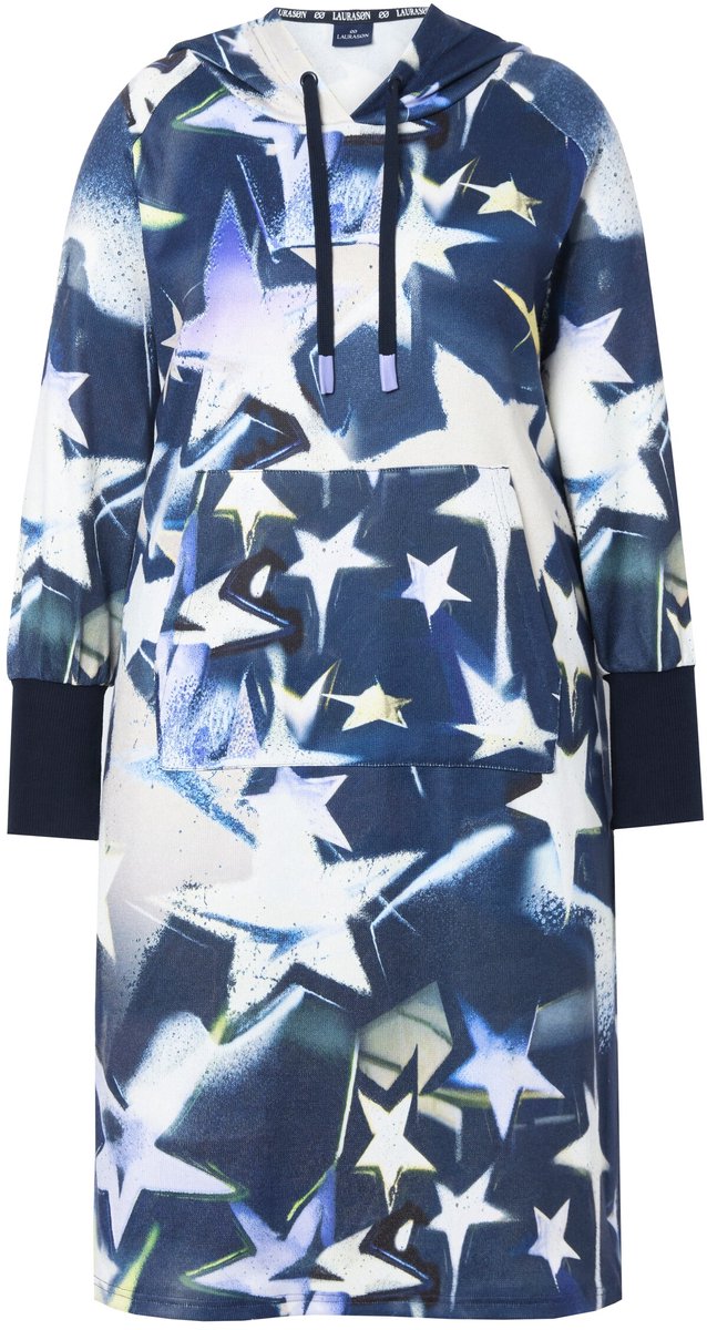 Laurasøn - Dames - Sweatjurk capuchon lange mouwen oversized - Marine - Maat L
