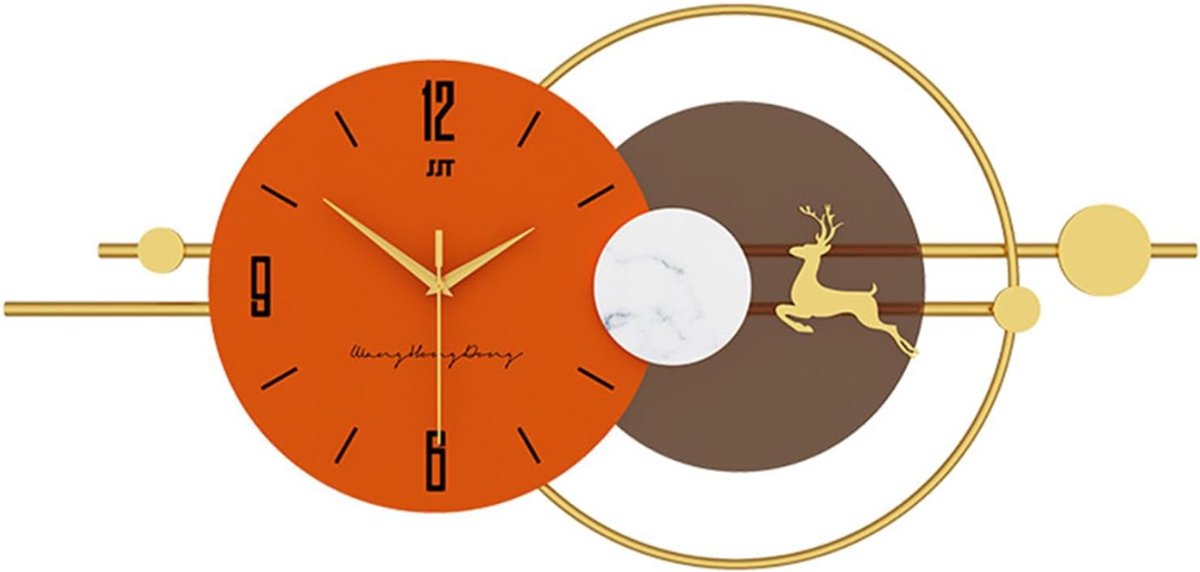 Klok - Wandklok Modern - Klokken - Industrieel - Oranje