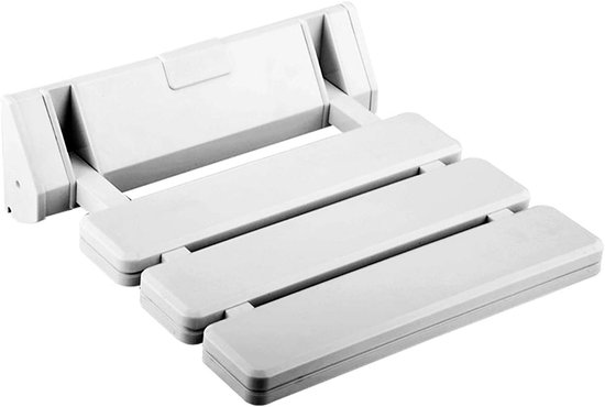 Wandmontage Vouwen Douche Stoel Kruk voor Badkamer - Opvouwbare Zitstoel met Rugleuning - Douchestoel - Wit