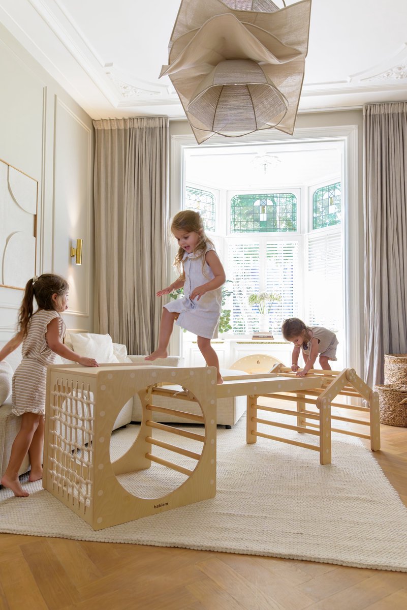Babiem® Ben - Klimrek - met Mini-Huisje Doek - Houten Speelgoed - Klimrek Kinderen - Bevordert Fysieke Ontwikkeling - Vanaf 3 Jaar - Montessori Speelgoed - FSC — afbeelding 5