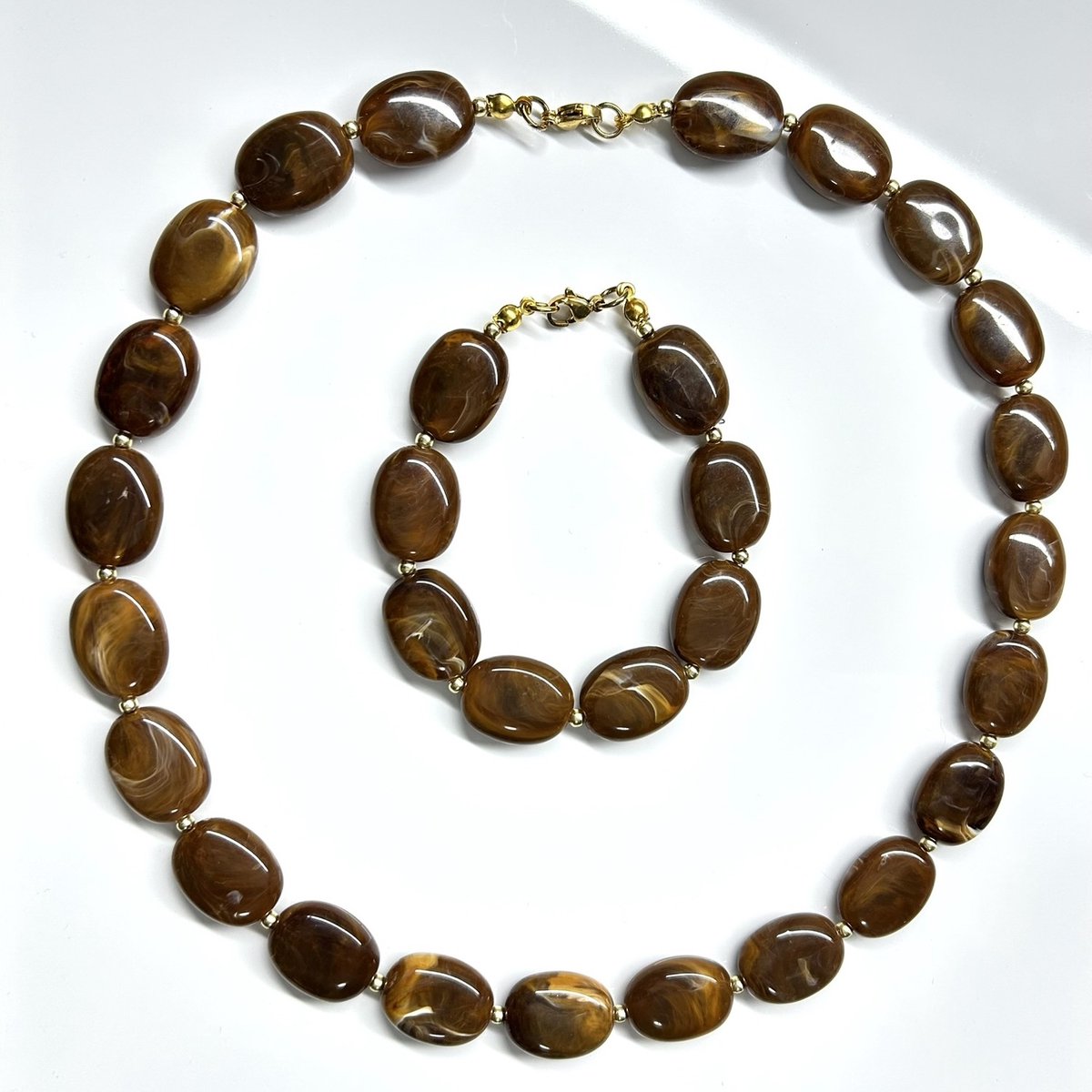 2 love it Kastanjegloed – Sieradenset – Ketting - Armband - Dames - Bruin
