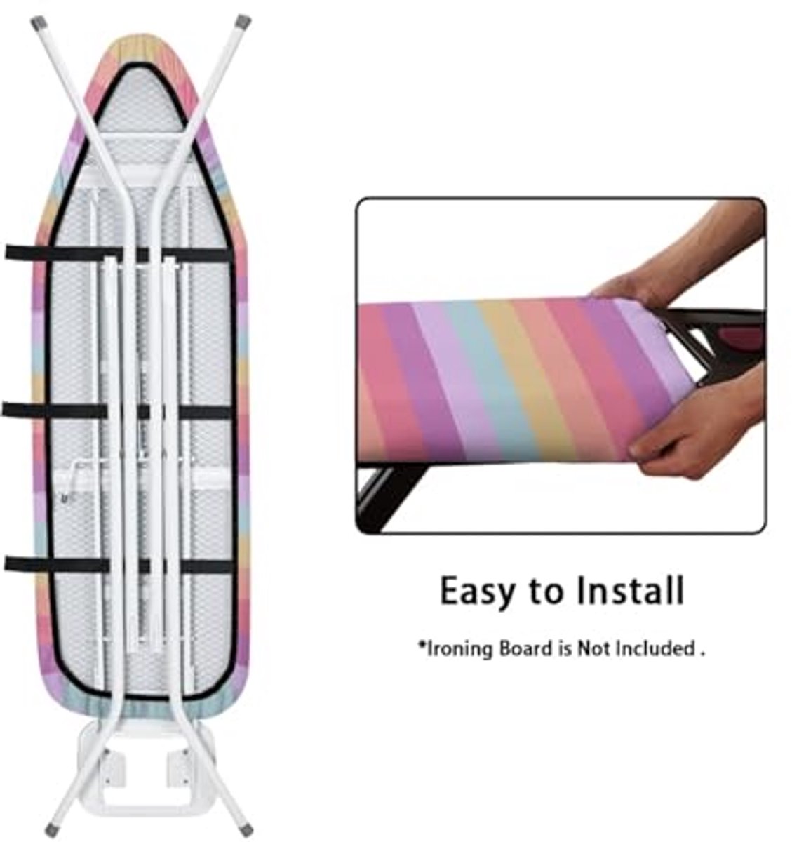 Elastische Vervangende Strijkplank Cover met Regenbooggestreept Design