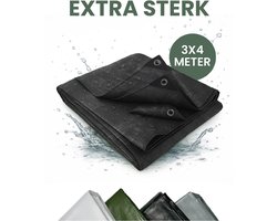 STACK® Extra Sterk Afdekzeil - 3x4m - Zwart - 150G/M2 - Waterdicht Bouwzeil & Zeildoek - Zeil Met Ringen - Beschermhoes & Afdekhoes voor Zwembad,Tuin Set,Motor,Scooter,Fietsen,Aanhangwagen,Scootmobiel,BBQ accesoires - Auto Hoes Bescherming