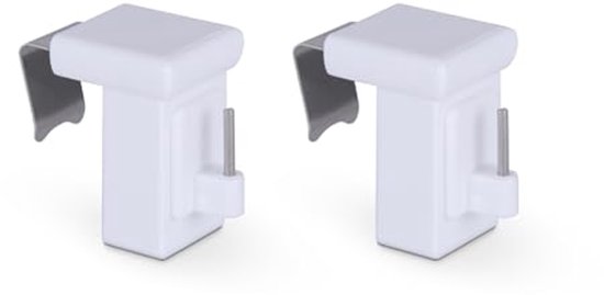 Set van 2 gordijnroedehouders zonder boren of lijmen – bevestiging aan rolluikkast hoogte 14 tot 24 cm – voor gordijnroede D20 – 28 mm – kleur wit – Franse kwaliteit