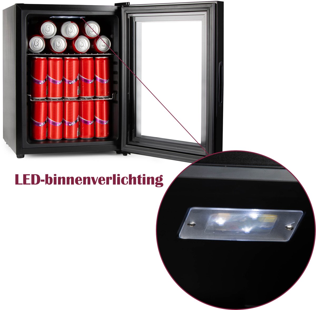 PRIMO PR193BC Drankkoelkast - Minibar - Mini Koelkast - Glazen deur - 33L - C - Zwart — afbeelding 7