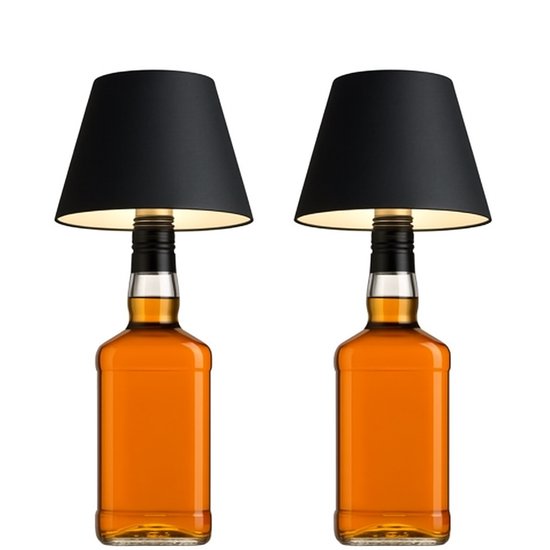 Oplaadbare Flessenlamp - 2 Stuks - Tafellamp - Aluminium - 3 kleuren licht -