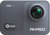 Grijze AKASO V50X actiecamera met V50X logo en 'mode' knop.