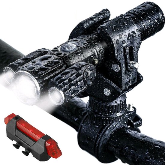 Fietsverlichting Set LED - Fietslampjes Voorlicht & Achterlicht - Fietslamp USB Oplaadbaar - MTB & Racefiets Verlichting - Waterdicht Fietslicht — afbeelding 2