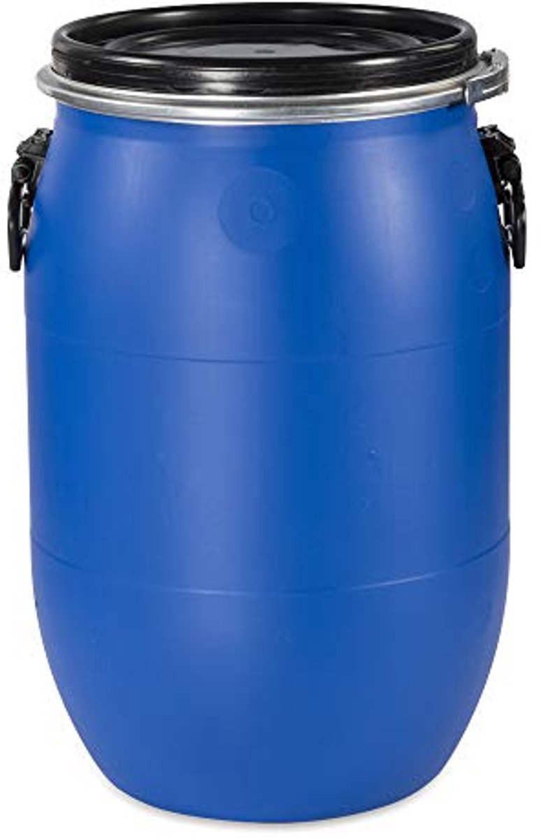 60L brede hals deksel met klemring - Dicht afsluitbaar in blauw, groen of zwart