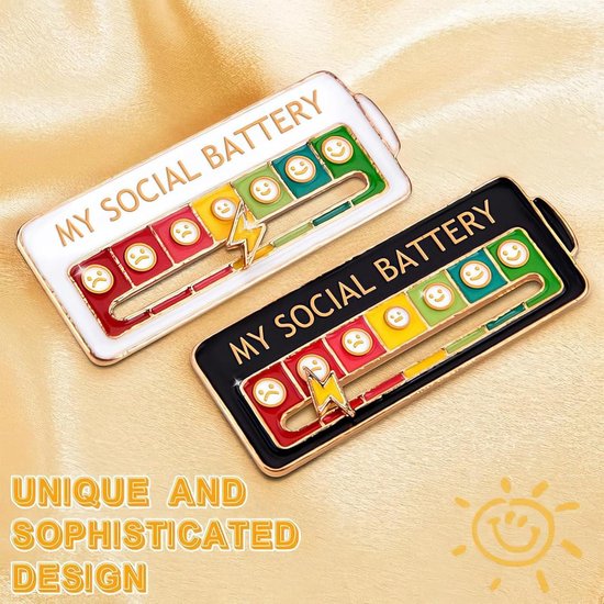 6 stuks grappige broches voor sociale stemming, My Social Battery Pin