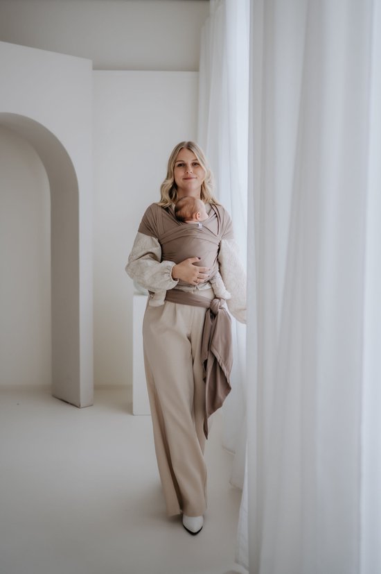 Rekbare draagdoek - Pure Baby Love - Taupe van Pure Baby Love — afbeelding 3