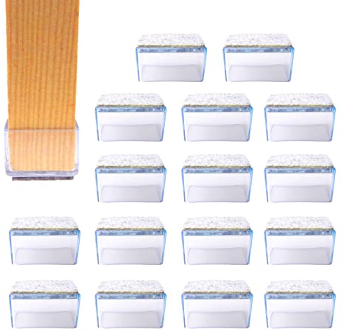 Felt Chair Leg Protective Caps - 16 Pack, Rectangular 20 x 30mm