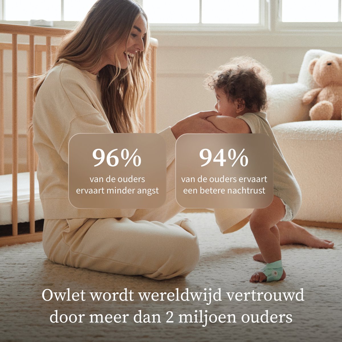 Owlet Dream Duo Baby Monitor met 2K HD Camera en Gezondheidsmeting - afbeelding 3