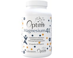 Optim Magnesium Complex 4X – Magnesium Bisglycinaat, Citraat, Malaat & Acetyltauraat ATA Mg® – Vitamine B6 – 60 Vegan Capsules - Voor Spieren & Minder Vermoeidheid