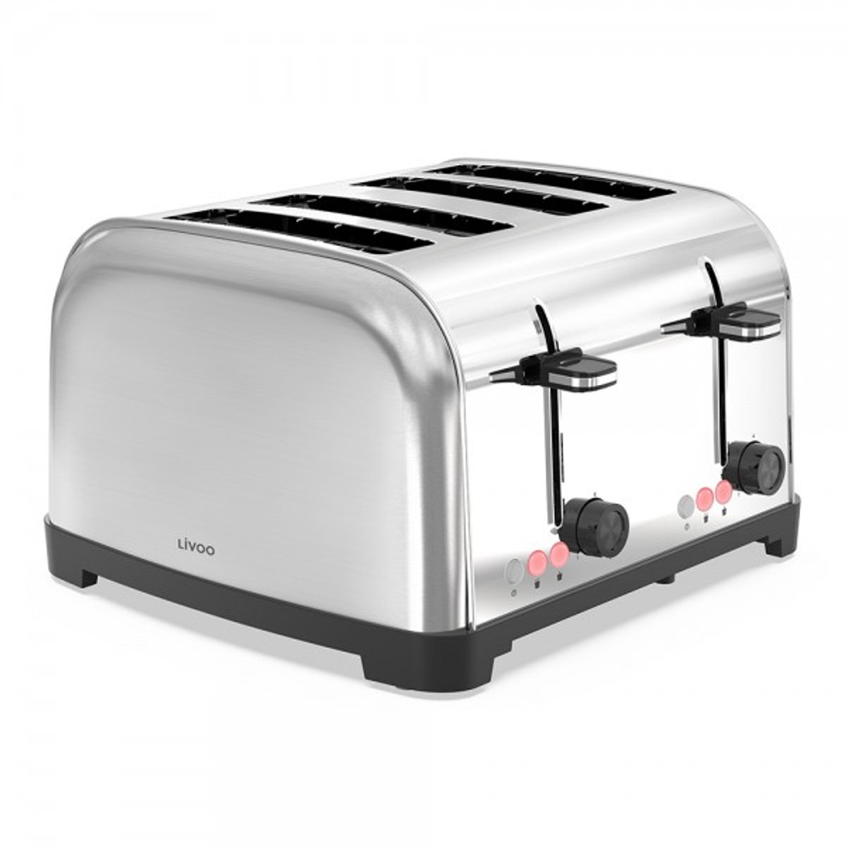 Livoo Broodrooster – 4 Sleuven – 1500-1700W – RVS – Retro Design – Grijs