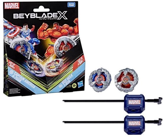 Hasbro Beyblade X and Marvel Collab Captain America 4-70GB vs. Red Hulk 1-80R Action toys