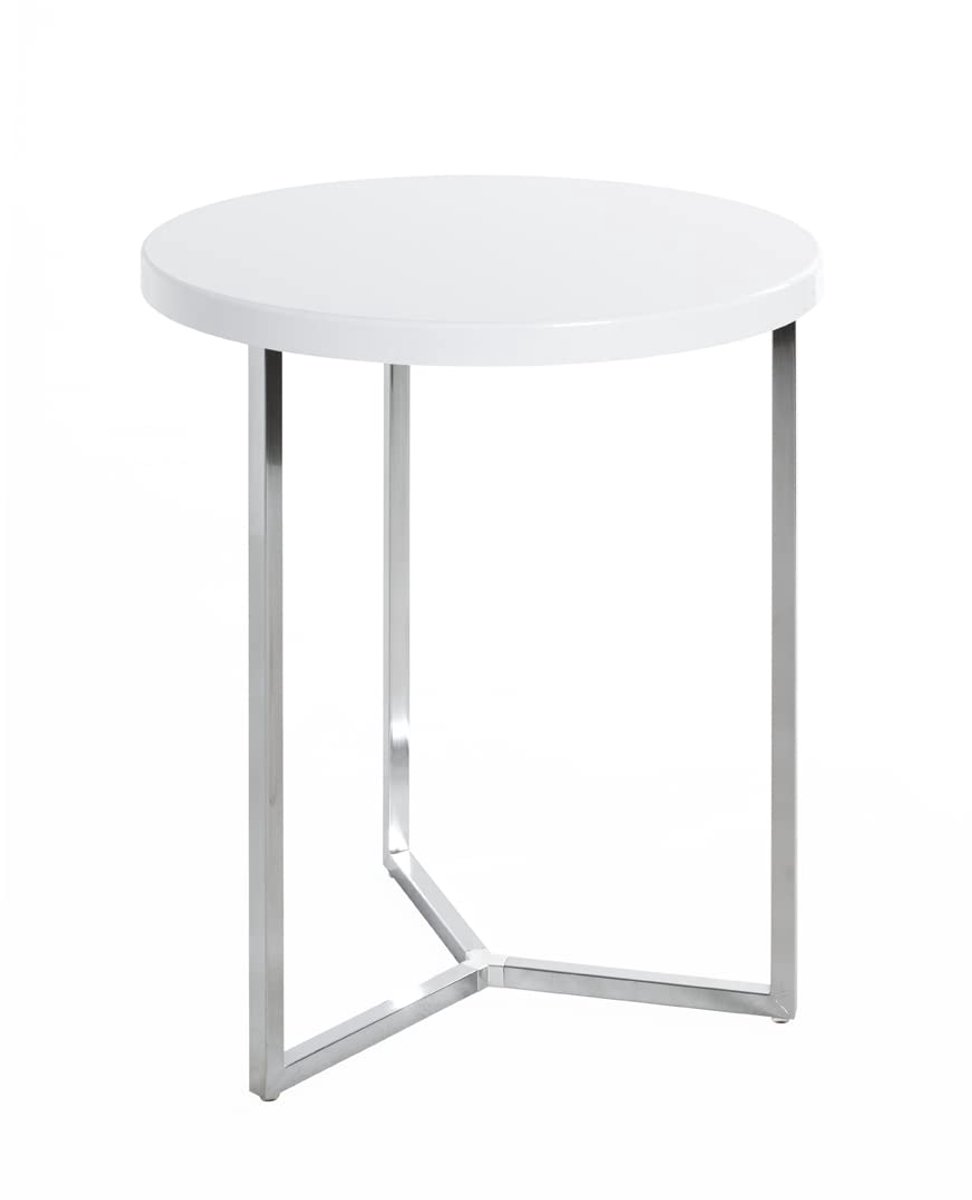 Azomor® Moderne bijzettafel met chromen poten en wit MDF blad voor elke ruimte