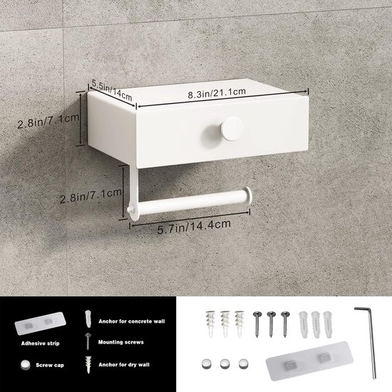 Emco Loft vochtige doekjesbox (kunststof wit/chroom, breedte 155,5 mm, dispenser voor toiletten) 53900101, normaal