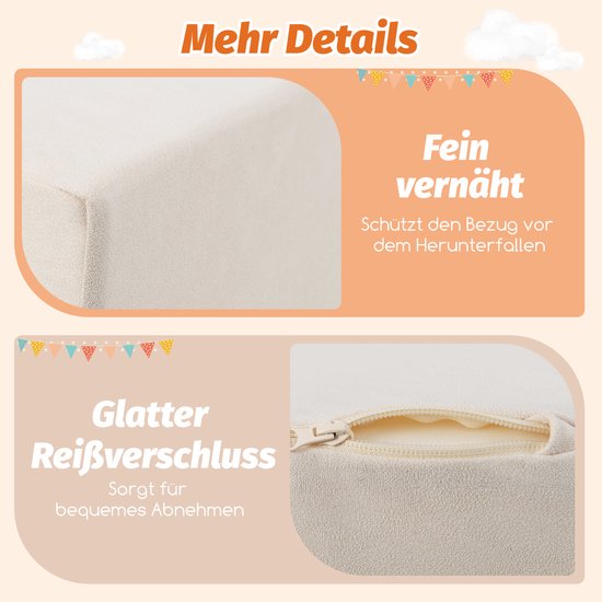 COSTWAY 5-delige schuimbouwstenen, reuzenbouwstenen met ballenbad, grote bouwstenen om te ravotten en te klimmen, klimblokken, zachte bouwstenen voor speelkamer, kinderkamer (beige) van COSTWAY — afbeelding 4