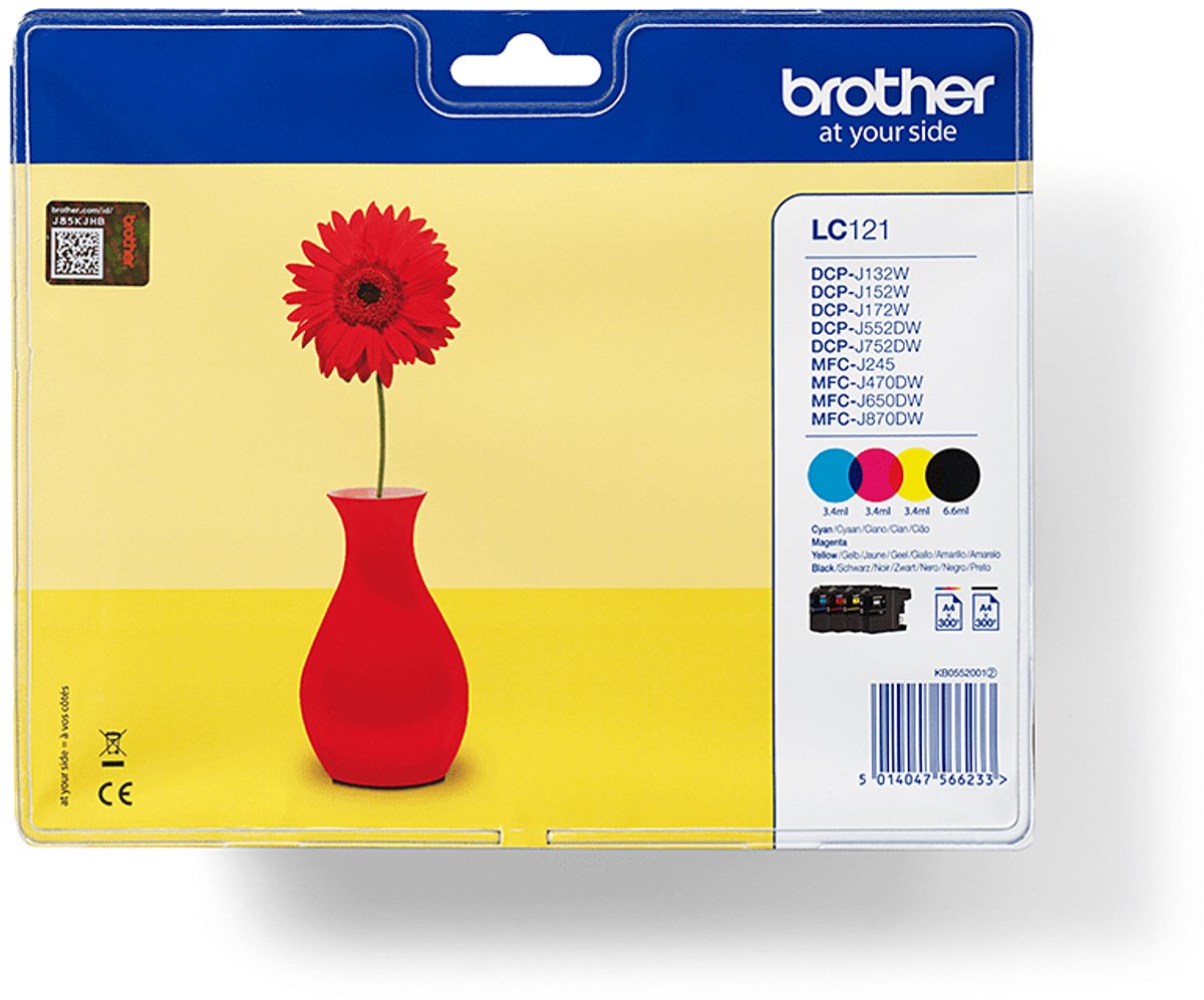 Bol.com Brother LC-121 - Inktcartridge / Zwart / Geel / Magenta / Cyaan aanbieding