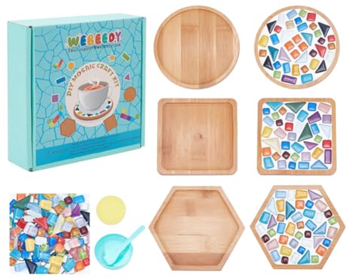 3 Sets Glas Tegel Mozaïek Kit - DIY Coaster Knutselset voor Ambachten en Decoratie