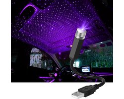 LED-daksfeerlicht, verstelbaar USB-auto USB-sterrenlicht, autoplafond Starlight-projector nachtlampje, mini-romantisch decoratief autodaklicht of auto, plafond, slaapkamer (paarsblauw)