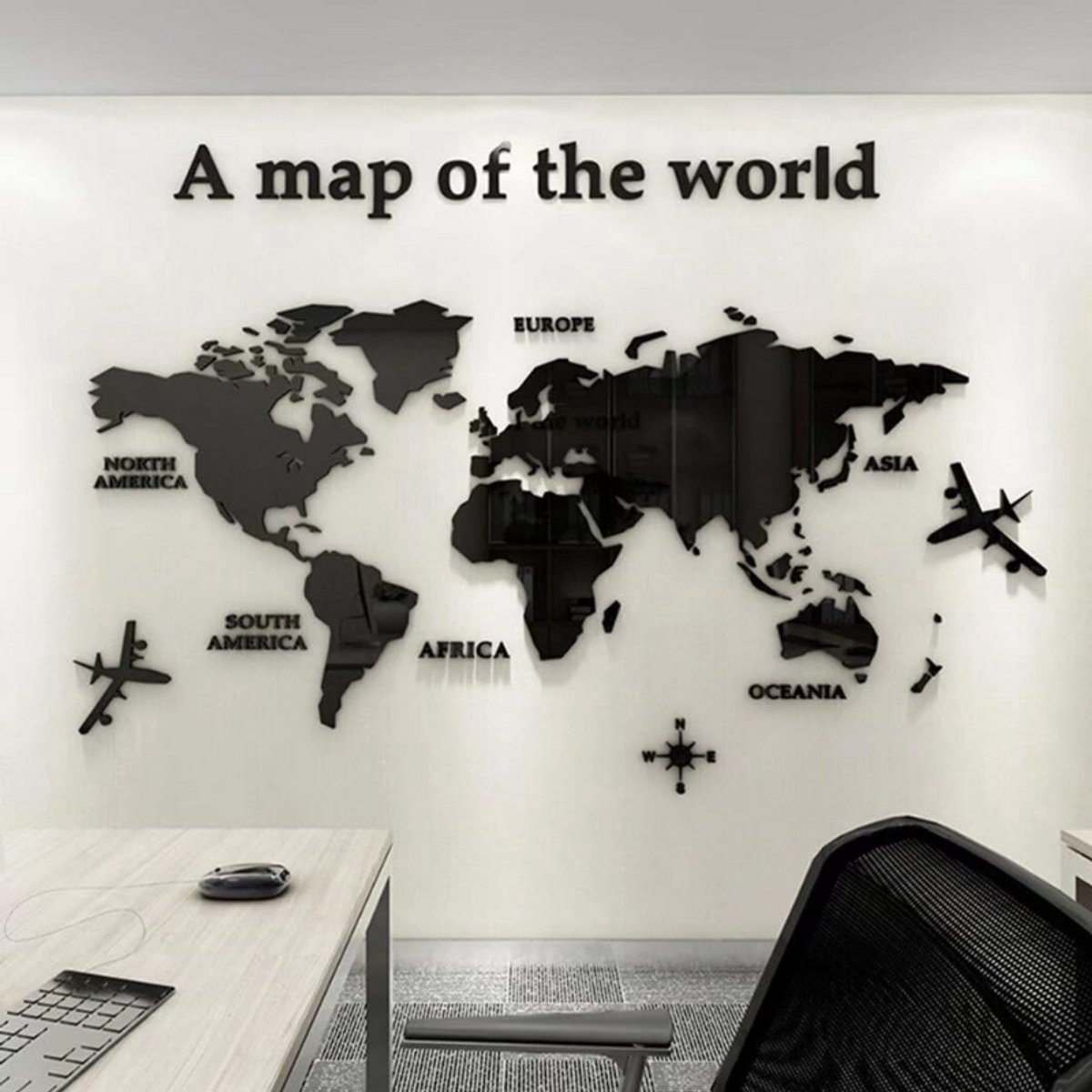 Thuys – Wereldkaart Muurstickers – Grote Wanddecoratie Kaart – Voor Woonkamer – Slaapkamer of Kantoor