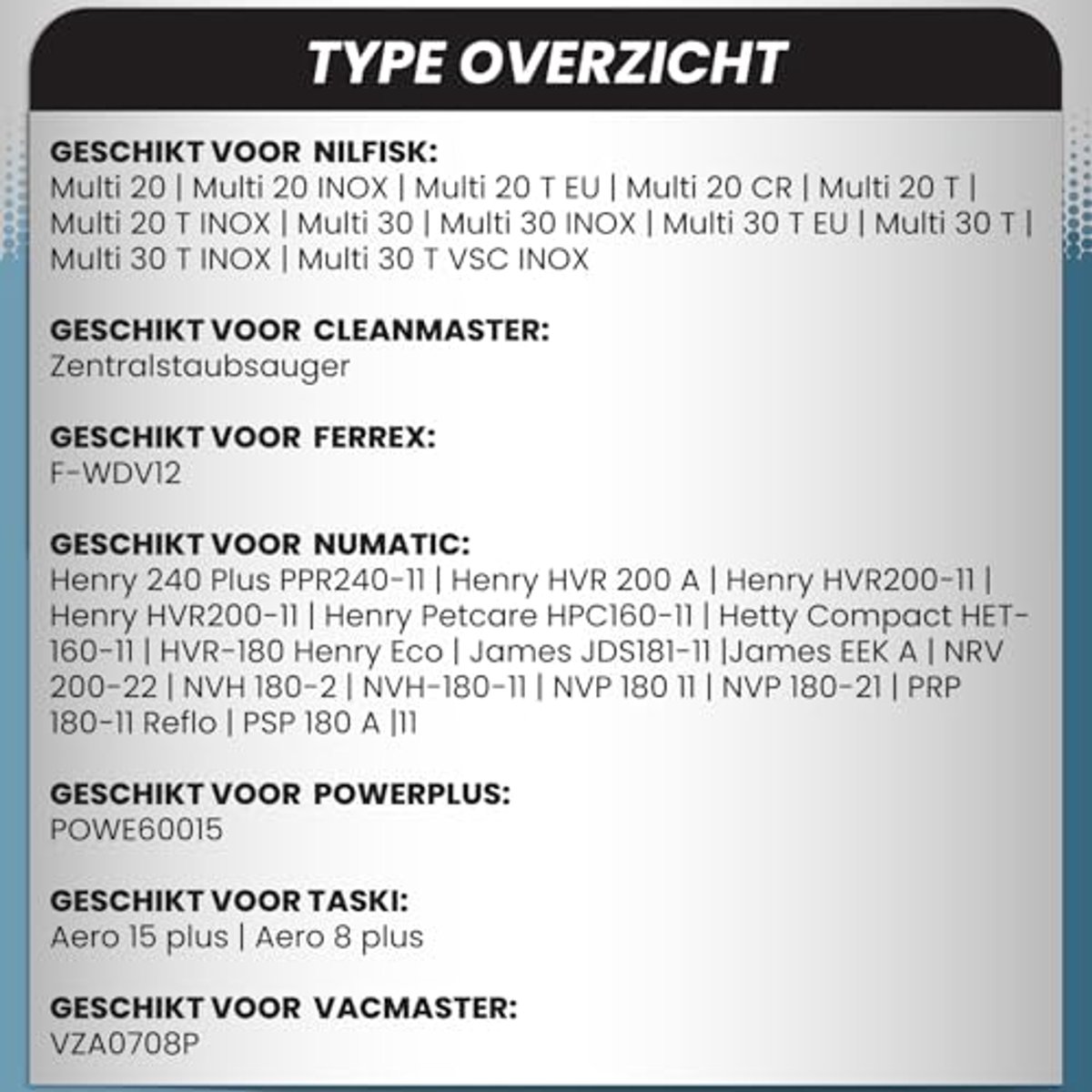 Stofzuigerzakken voor diverse modellen - Set van 10