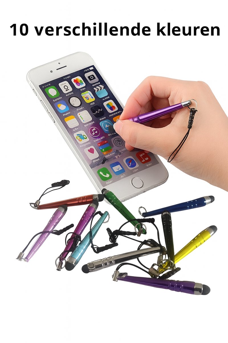 Afecto stylus - 10 mini stylus in 10 kleuren in handig opbergzakje