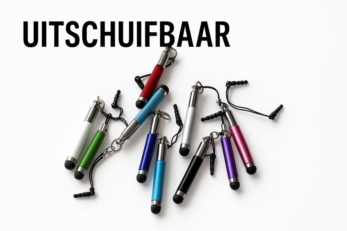 Afecto stylus uitschuifbaar - 10 stuks in 10 kleuren in gemakkelijk opbergzakje