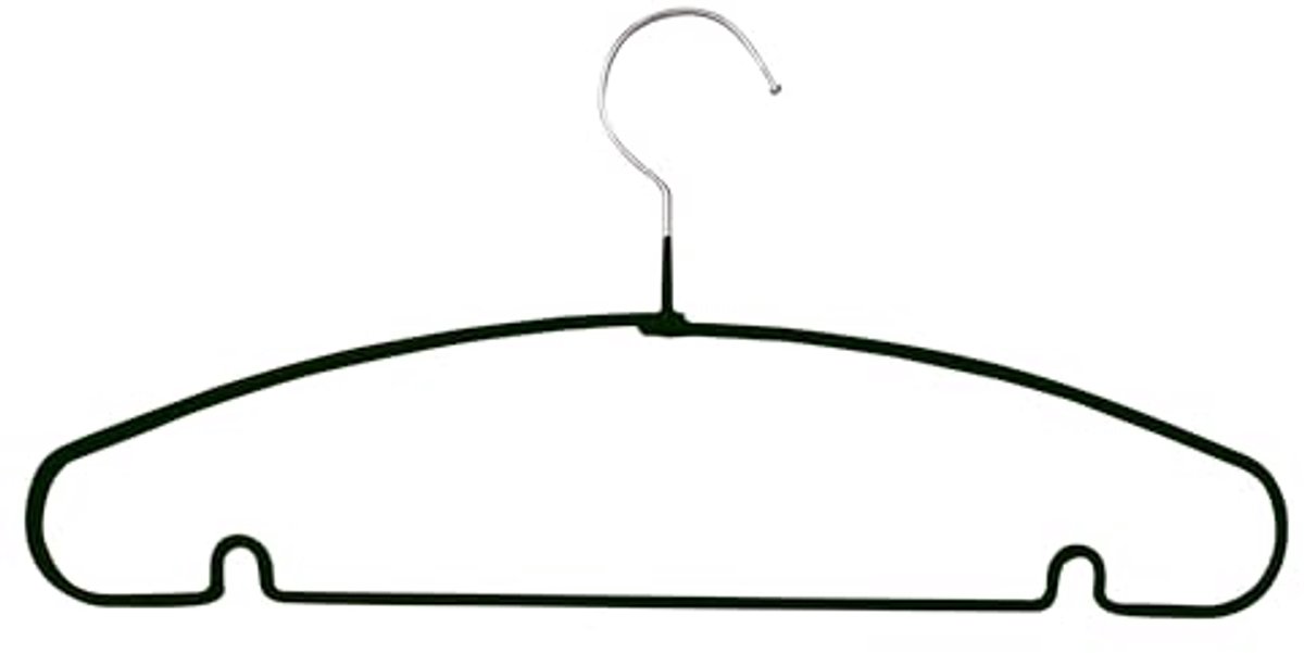 Metalen kleerhangers met kunststofcoating - Zwart, 10 stuks