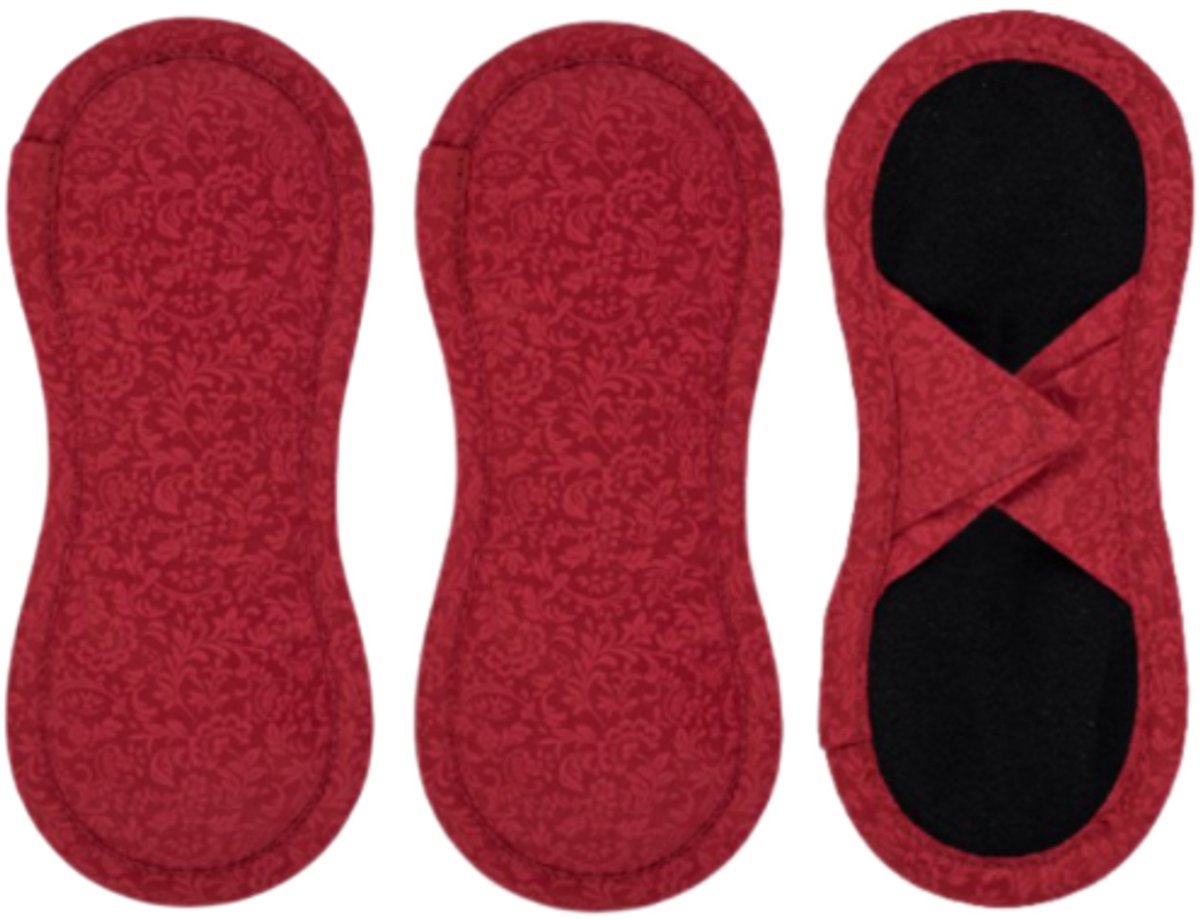 Bamboolik bio satijn katoen wasbare Inlegkruisjes met klittenband - Rood - Comfortabel - Absorberend - Beste Pasvorm - 3 stuks
