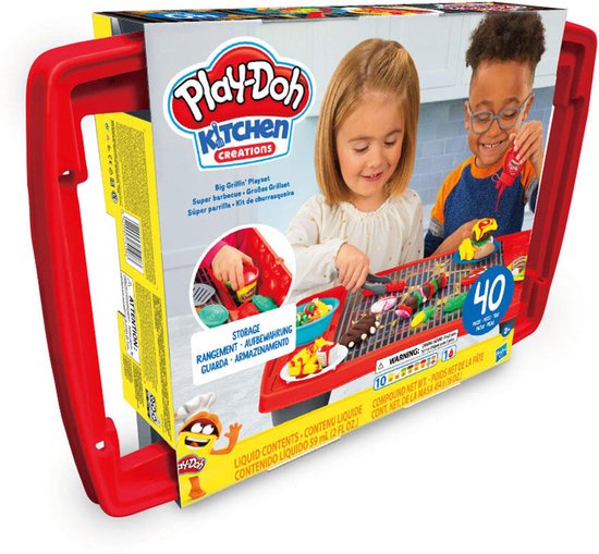 Play-Doh Kitchen Creations Grand Grill Playset - 40 pièces - 10 pots avec accessoires - 454 grammes