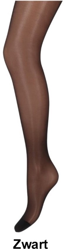 Zwarte panty, getailleerd tot op de knie, met versterkte teen.