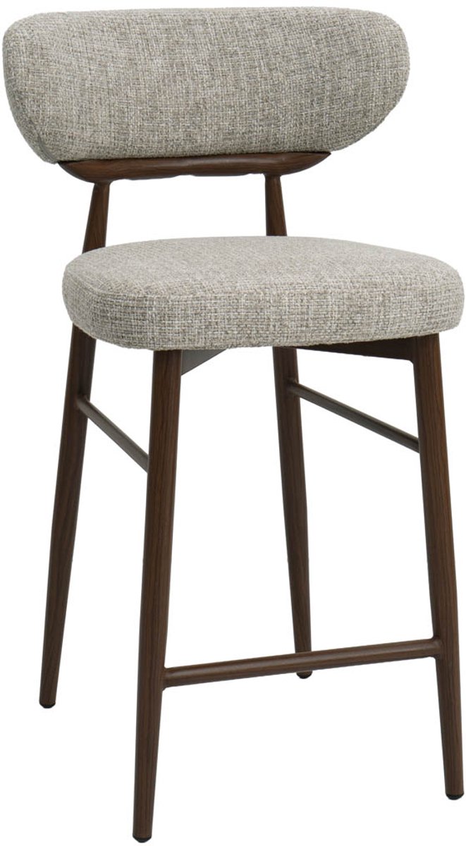 DÉJA Living Barstoel Milan - Beige/Walnoot - Zithoogte 65cm - Set van 2