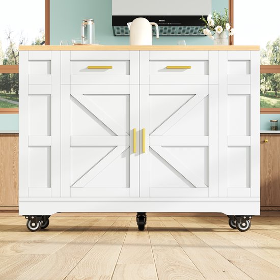 Modern Kookeiland  106×50×90,5cm , Keukenkast, Buffetkast, Eetwagen Met Houtnerf Buffetkast Multifunctionele Eettafel Met Opbergruimte