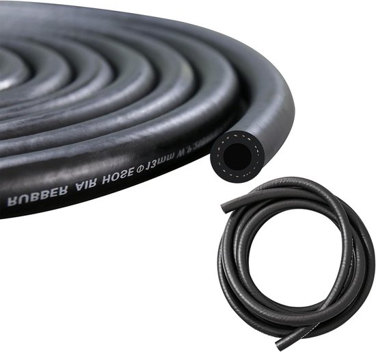 Brandstofslang 6 mm x 1 meter - Zwarte Benzineslang & Dieselslang met 3 Slangklemmen - Hoogwaardige Brandstofleiding voor Auto's, Tractoren, Generatoren en Kleine Motoren