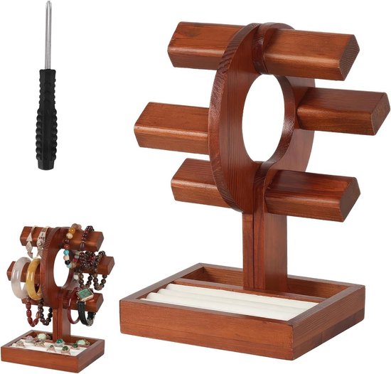 Horlogestandaard, hout, armbandstandaard, horlogehouder