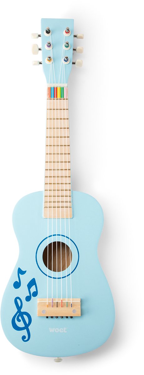 Woet® Houten Speelgoedgitaar met Draagriem - Blauw met Muzieknoten - Speelgoedinstrument - Mijn eerste Gitaar Inclusief Muziekboekje - Speelgitaar voor Kinderen - Vanaf 3 jaar — afbeelding 5