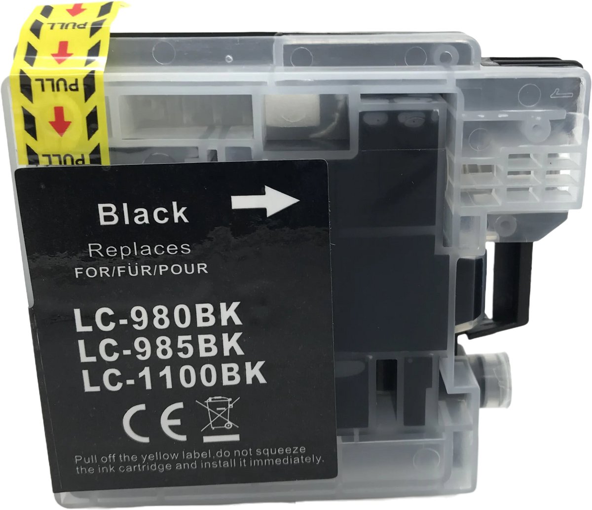 Inktcartridge 1x Zwart Geschikt voor Brother LC1100/LC980/LC985 Geschikt voor Brother DCP-185 C - DCP-385 C - DCP-395 CN - DCP535 CN - DCP585 CW - DCP-6690 CW - DCP-J615