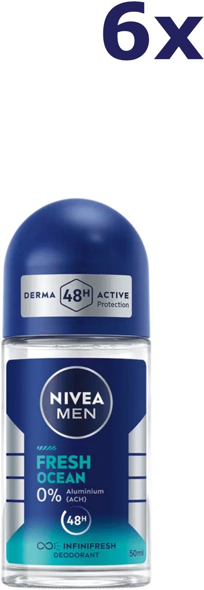 6x Nivea Men Fresh Ocean Deodorant Roll-On 50 ml