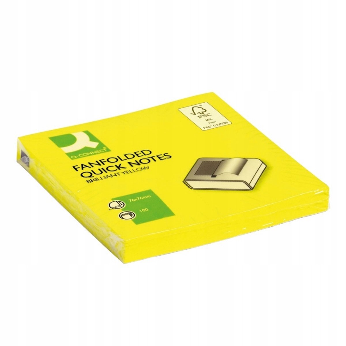 Q-Connect Z-Notes Blokjes, 76x76mm, 100 Vel, Neon Geel