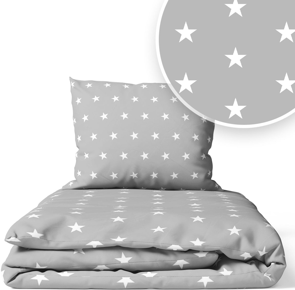 Kinderbeddengoed 2-delig 100x135cm - Midi Sterren Grijs