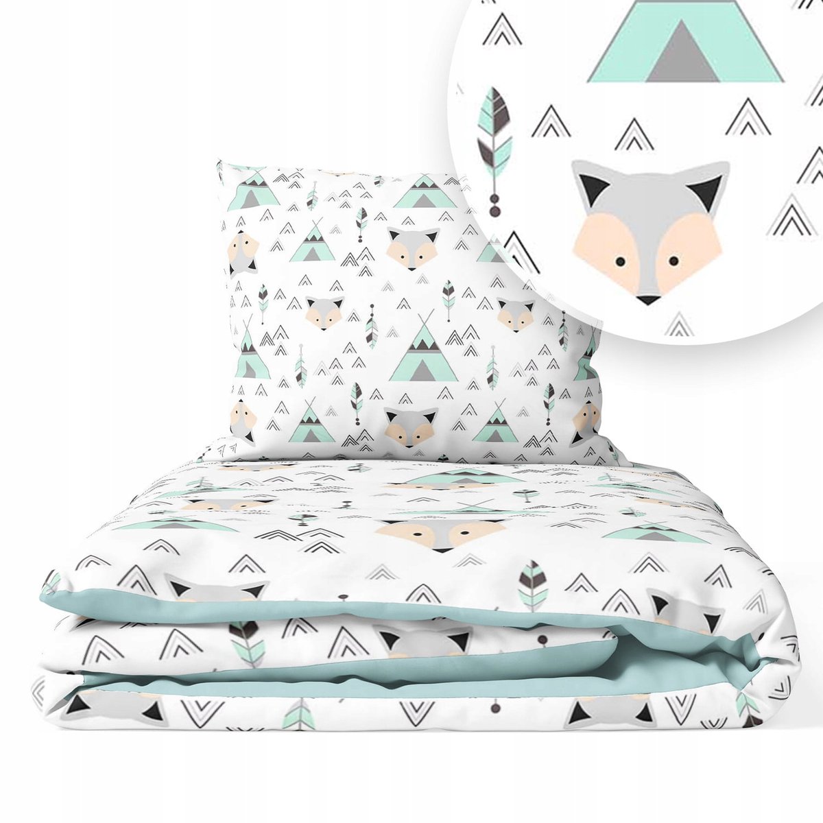 Kinderbeddengoed 160x100cm 2-delig Katoen FOX Celadon