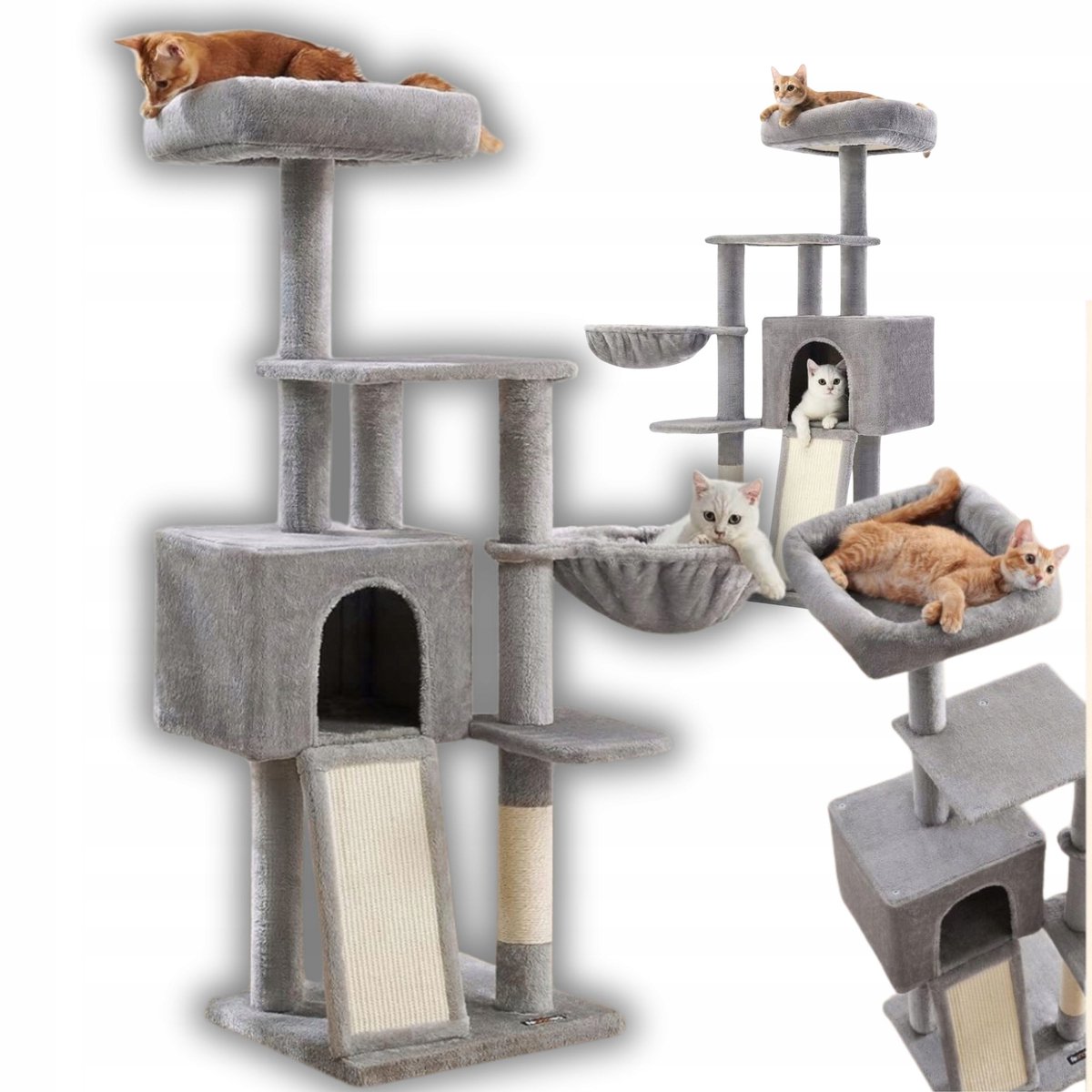Grote Kattenkrabpaal met 4 Niveaus - 135cm Hoog
